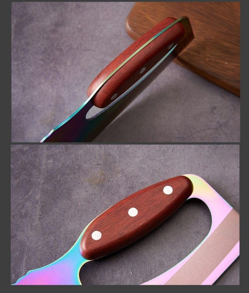 Defflo Japanese Butcher Knife for Meat Cutting High Carbon Stainless Steel Chefs Knife Labor Effort Saving Cleaver Noodles Knife with Wooden Handle Ultra Sharp Boning Knife for Home Restaurant - Image 5