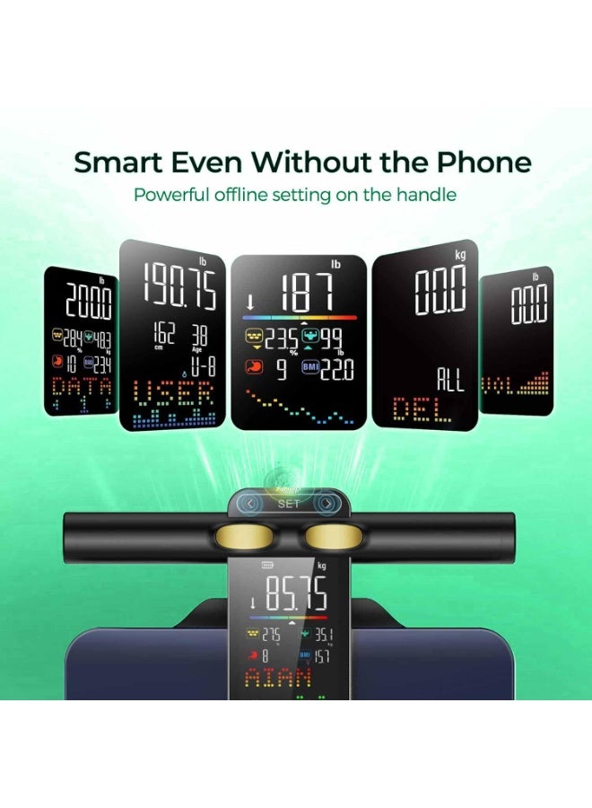 أداك ميزان دهون الجسم الذكي ADAK بـ 8 أقطاب — الإصدار 2 برو، أسود، زجاج، قياس 30×30×2.7 سم، ميزان رقمي للحمّام مع BMI وتحليل 29 عنصراً من مكونات الجسم، شاشة LCD كبيرة، مزامنة عبر البلوتوث، قدرة تحمّل حتى 400 رطل - Image 5