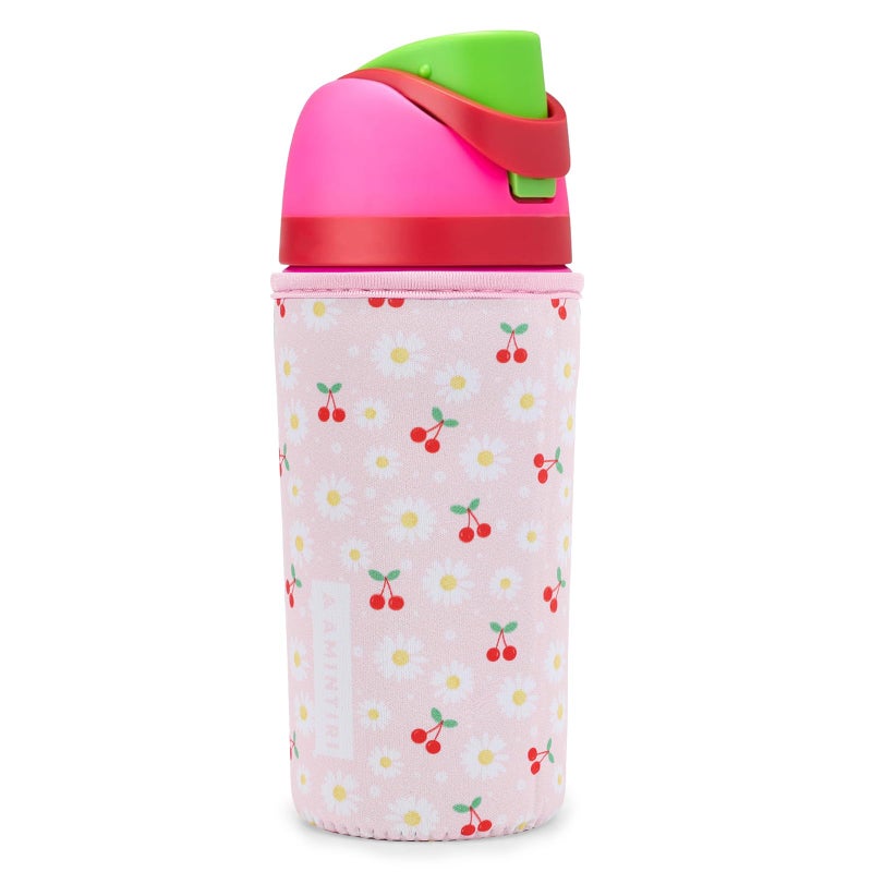 Cute Sleeve for Owala Kids FreeSip 16oz Thick Neoprene Cover Compatible with Owala 16oz Water Bottle Scratch Resistant Sleeve for Boys Girls to School CherryDaisy 16 Ounces