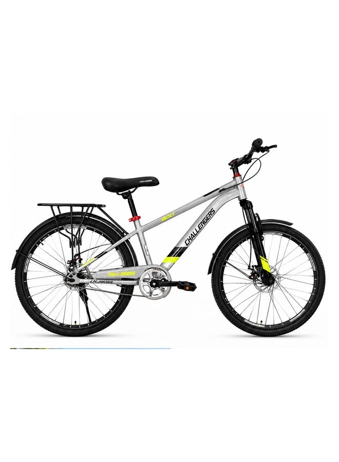 Challenger 24-Inch Single-Speed City Bicycle with Rear Carrier, Practical Single-Speed City Bicycle with Rear Carrier, for everyday city cycling, leisure rides and practical carrying needs - Silver/Black - Image 2