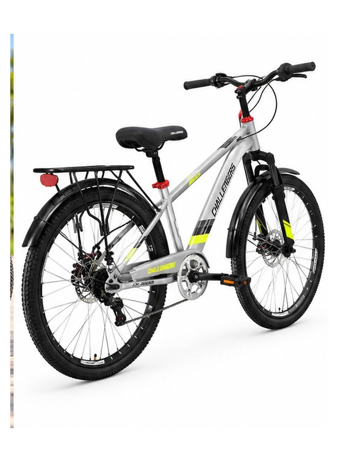 Challenger 24-Inch Single-Speed City Bicycle with Rear Carrier, Practical Single-Speed City Bicycle with Rear Carrier, for everyday city cycling, leisure rides and practical carrying needs - Silver/Black - Image 4