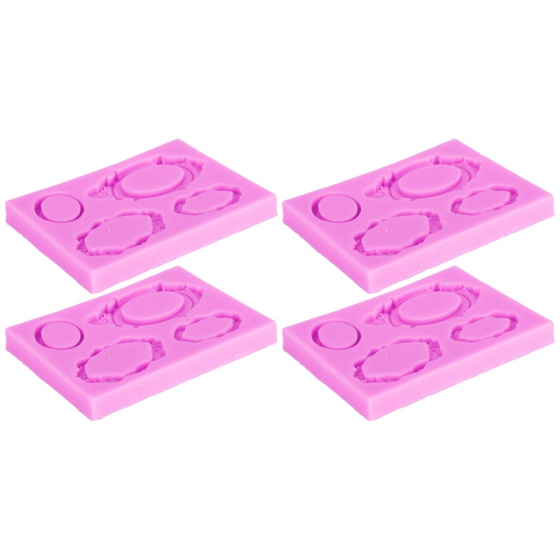 Silicone Picture Frame Mold: 4Pcs Flexible Silicone Baking Mold - Easy Demould Detailed Shape Silicone Chocolate Mold for Cake Decoration Diy Craft Party Gift Making - Image 4