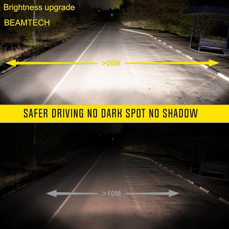 BEAMTECH H1 Bulbs, 300% Brighter 6500K White Fog Light, Pack of 2 - Image 2