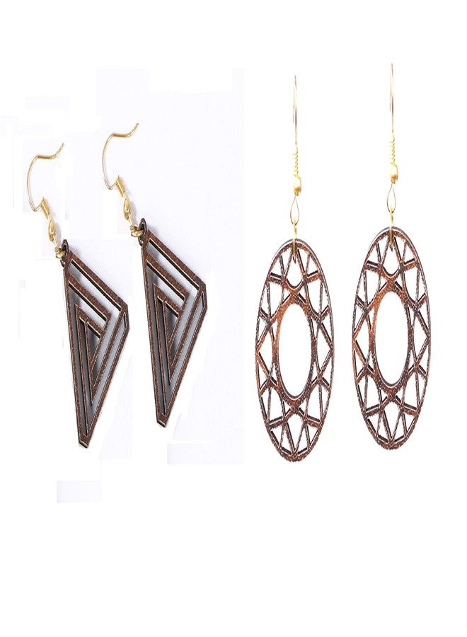 ORENAME Wooden Earrings Set of 6 Pairs Wooden Earrings for Women and Girls, light-weighted Traditional - Image 4