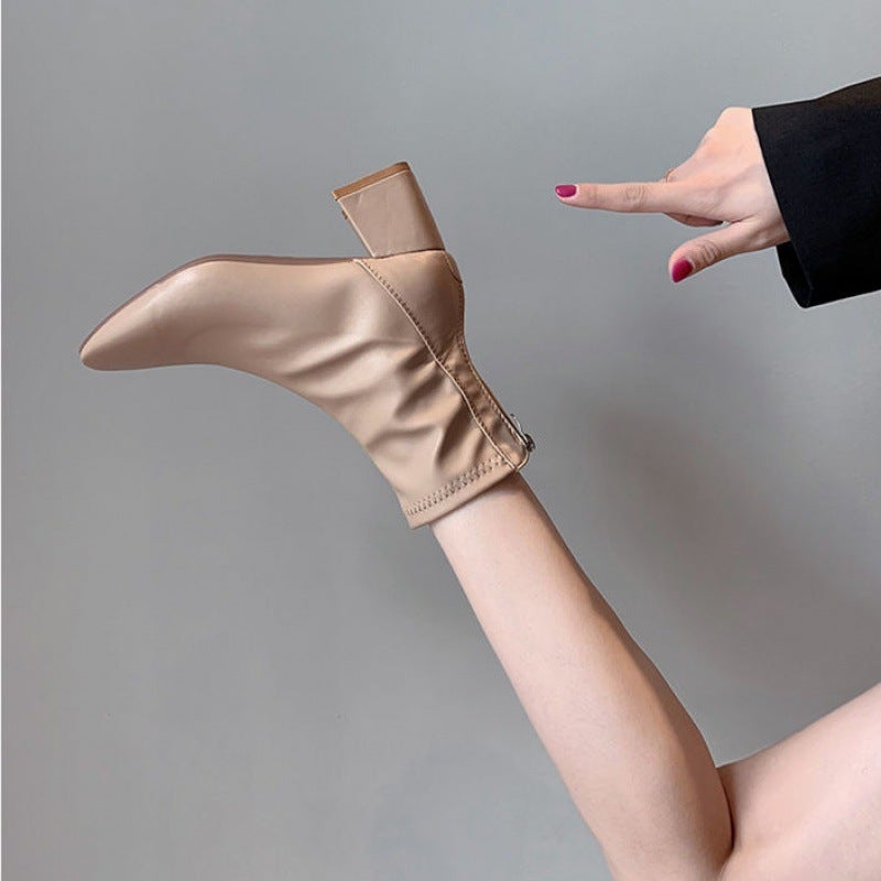 أحذية مارتن بكعب سميك وأصابع مربعة باللون الأسود العتيق - Image 2