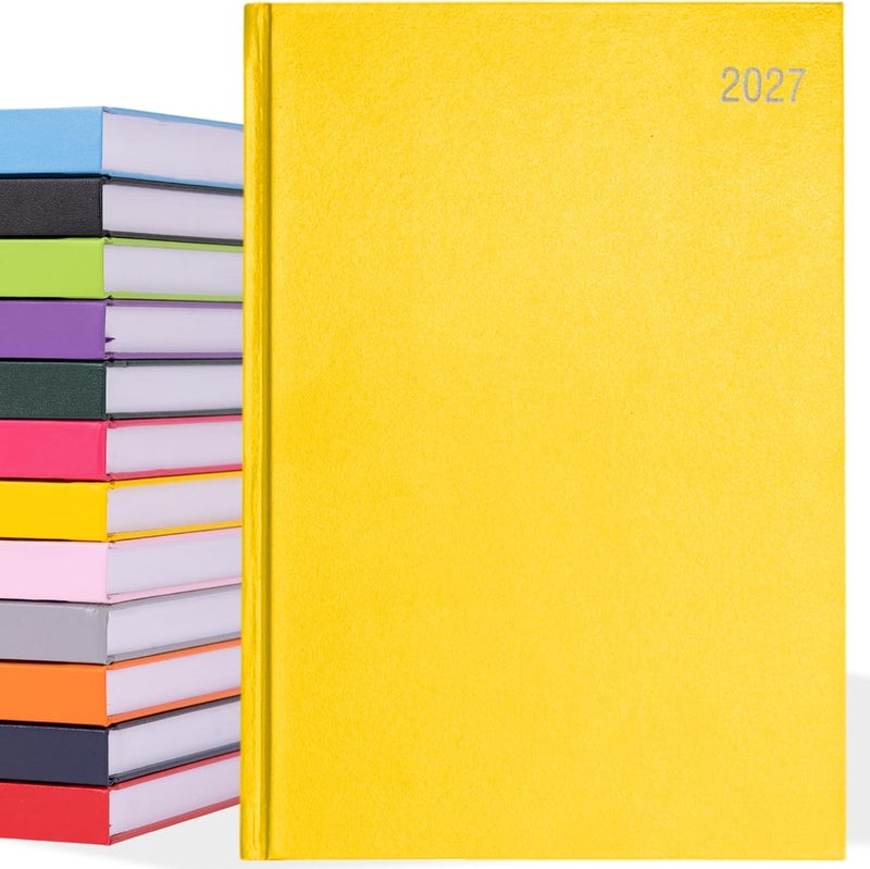 evelay 2027 Diary A4 A5 Page a Day - Hardback Planner Organiser Journal with 70gsm Paper & Ribbon Marker - Ideal for Work, School & Personal Planning (A4, Yellow) - Image 1