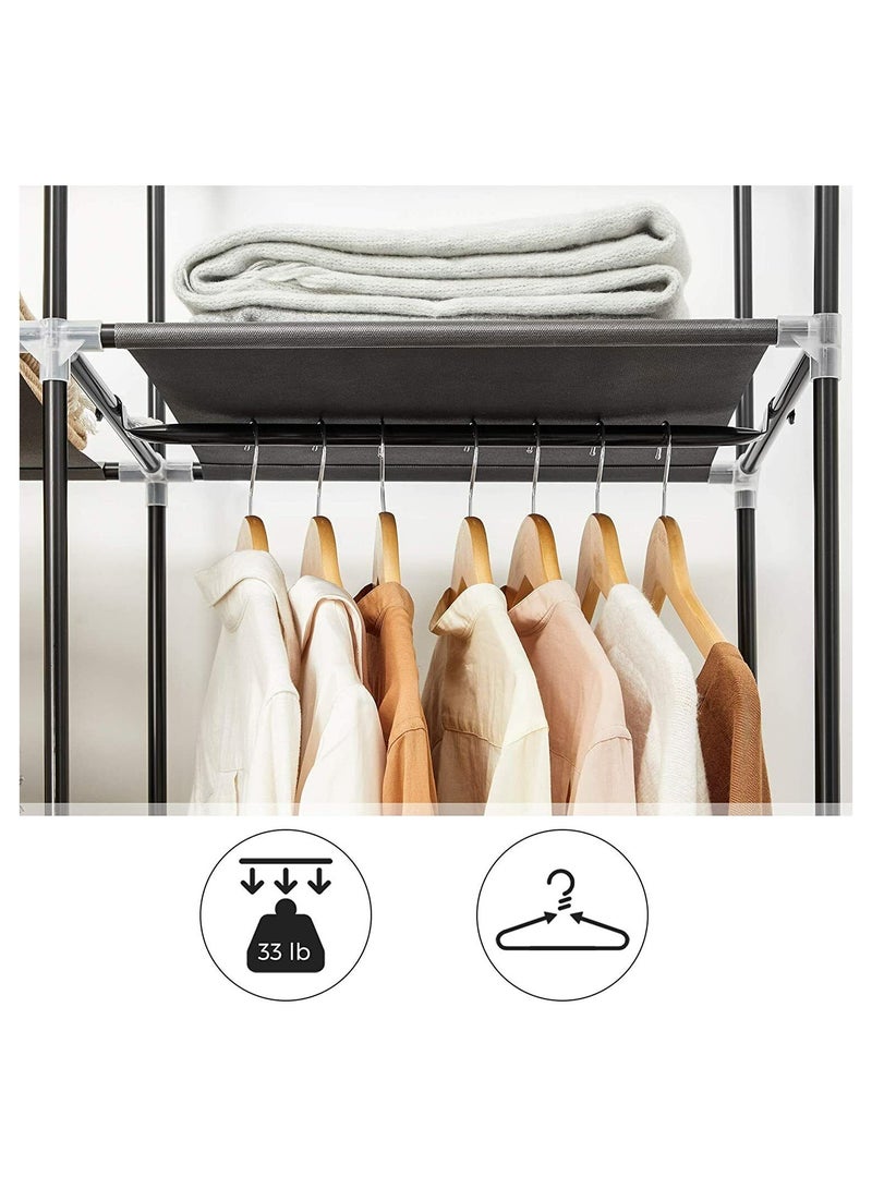 Roman Gifts خزانة قماشية فاخرة مع رفوف وقضبان تعليق - منظم تخزين أنيق للملابس والإكسسوارات - Image 4