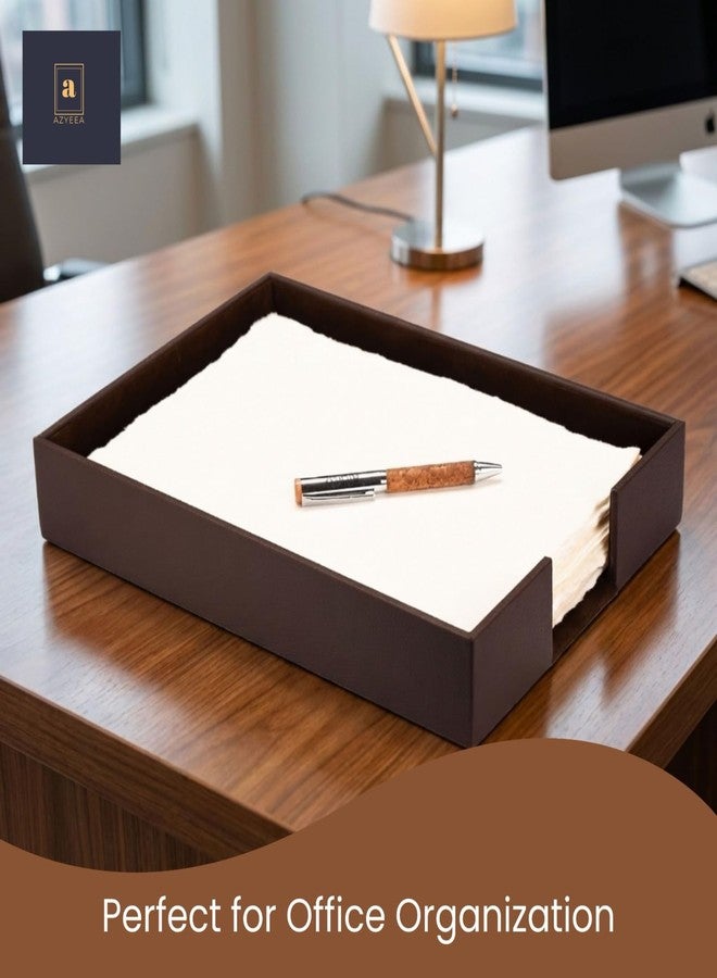 AZYEEA - Paper Tray Document Leather File | Organizer Office Table Accessories | Office Organizer Office Accessories Stationary Rectangular Paper Tray, Desk Table (Brown) - Image 2