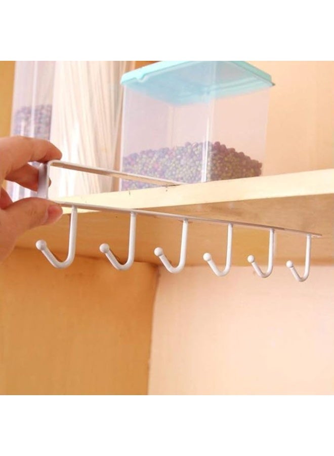 حامل مجات معدني – رف تعليق أكواب مع 5 خطافات للتنظيم خلف الأبواب أو على الحائط - Image 1