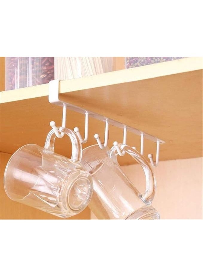 حامل مجات معدني – رف تعليق أكواب مع 5 خطافات للتنظيم خلف الأبواب أو على الحائط - Image 2