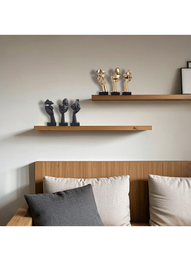 3 Pcs Thinker Statue, Silence is Gold Abstract Art Figurine, No Hear No See No Speak Modern Home Resin Sculptures Decorative Objects Decor for Home Office Bookshelf Desktop(Black) - Image 5