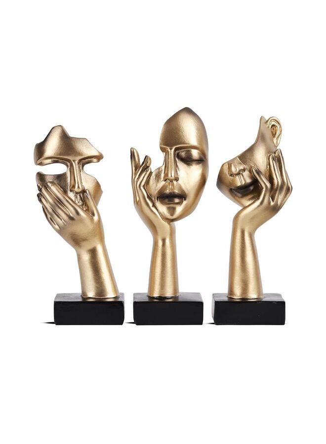 3 Pcs Thinker Statue, Silence is Gold Abstract Art Figurine, No Hear No See No Speak Modern Home Resin Sculptures Decorative Objects Decor for Home Office Bookshelf Desktop(Black) - Image 1