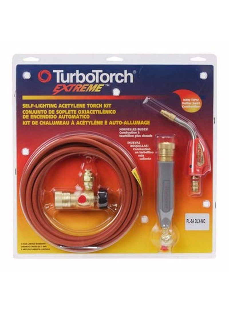 ESAB TURBOTORCH 0386-0832 PL-5ADLX-MC Self-Lighting Torch Kit, Air Acetylene, Extreme Swirl Technology, Soft Solder to 4", Silver Braze to 2", Includes AR-MC Regulator, G-4 Handle, AH-12 Hose, PL-5A Tip 