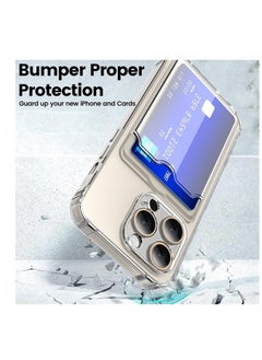 Generic Clear Wallet Phone Case for iPhone 15 Pro Max Upgrade Card Slot Case Slim Fit Protective Soft TPU Shockproof Cover with Cute Card Holder - Transparent  - Image 3
