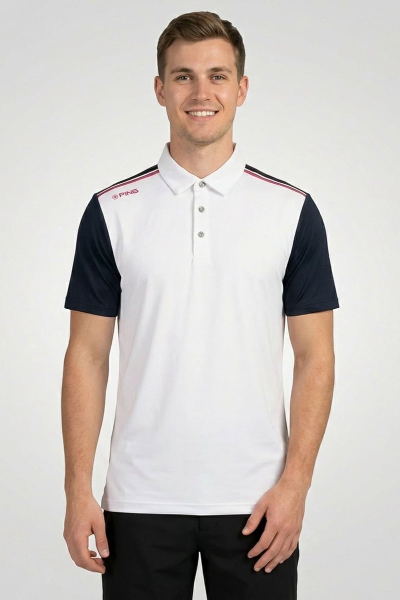 Ping Men Sportswear Fit Short Sleeves Training Polo Shirt, White - Image 1