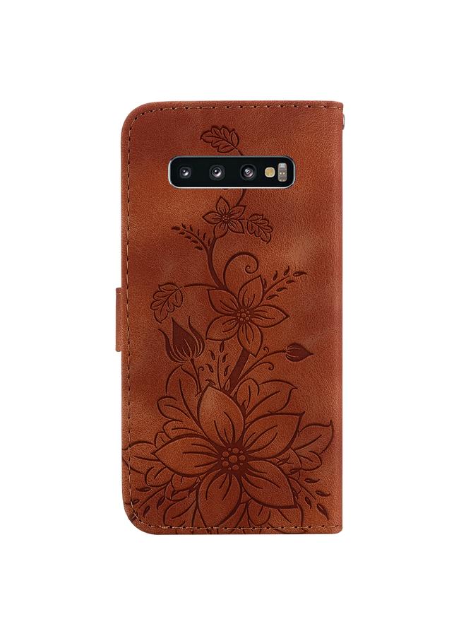 S-TOP Case For Samsung Galaxy S10 Lily Embossed Leather Phone Case - Image 3