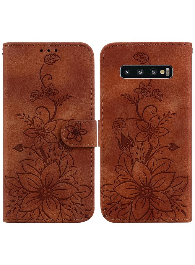S-TOP Case For Samsung Galaxy S10 Lily Embossed Leather Phone Case - Image 1