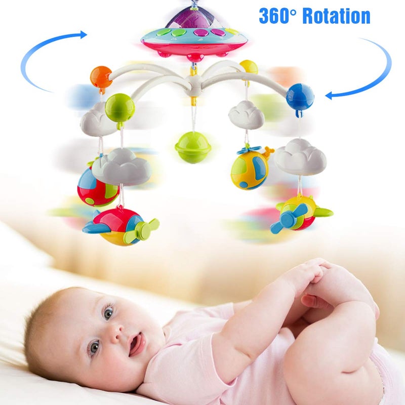 Mini Tudou Musical Baby Crib Mobile Toy with Lights and Music, Star Projector Function and Cartoon Rattles, Remote Control Musical Box with 108 Melodies, Toy for Newborn Sleep - Image 3