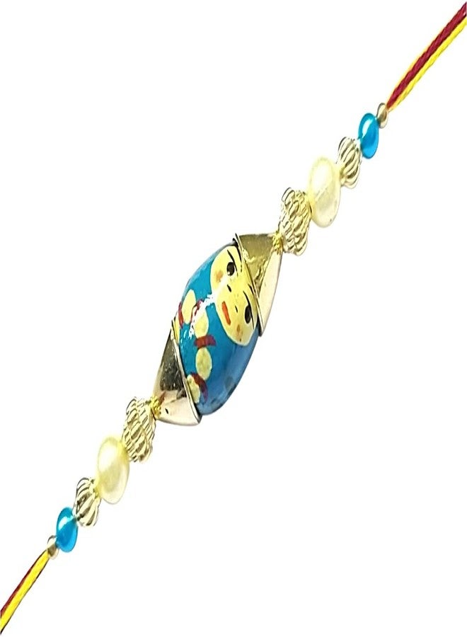 Krishna Rakhi set for brother Blue Wooden toy fancy Beads pendal for Rakshabandhan for Men and Boys - Image 1