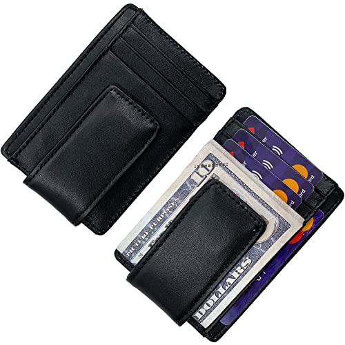 HOPSOOKEN Money Clip RFID Front Pocket Wallet Men Leather Slim Minimalist Wallet (B Napa Black) - Image 5