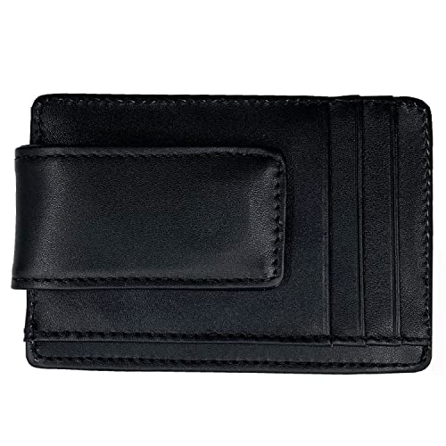 HOPSOOKEN Money Clip RFID Front Pocket Wallet Men Leather Slim Minimalist Wallet (B Napa Black) - Image 1