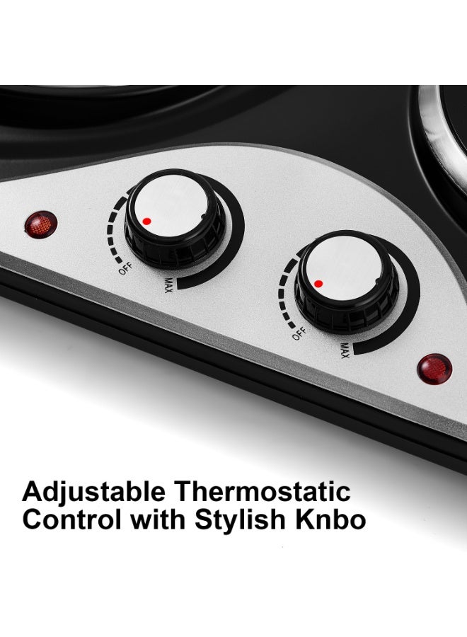 CUSIMAX Electric Double Hot Plate, 1200W+900W Infrared Ceramic Heating Plate, Heat-Up in Seconds, Dual Temperature Control, Compatible for All Cookware - Image 4