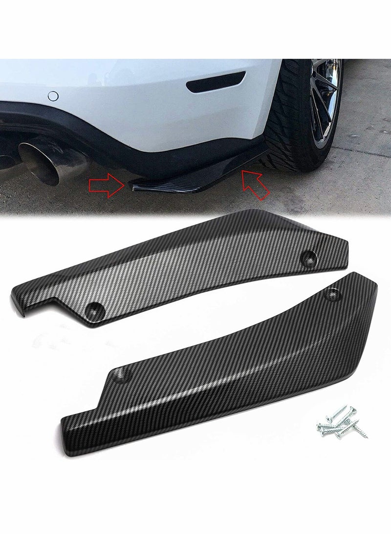 KASTWAVE Rear Bumper, Canard Diffuser Splitter, Valence Spoiler Fin Lip Trim, Universal Fit (Carbon Fiber Pattern) 4.48""x17.63"" - Image 1