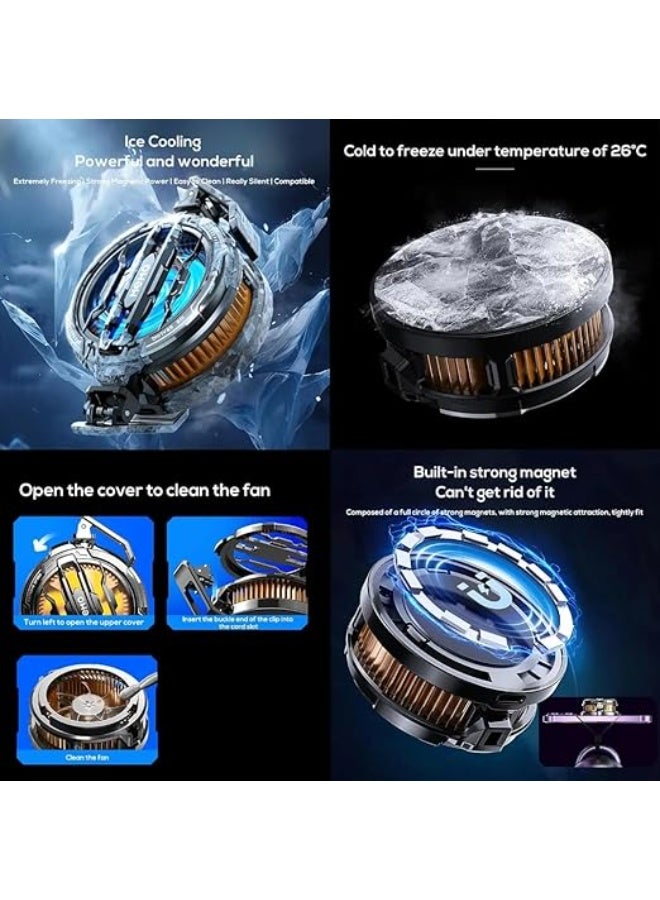 مبرد موبايل مغناطيسي RGB – تبريد فائق بقدرة 15 واط مع مروحة احترافية - تصميم معدني أنيق متوافق مع الآيفون والأندرويد والتابلت - يشمل ملصق تبريد إضافي لأفضل أداء في الألعاب - Image 2