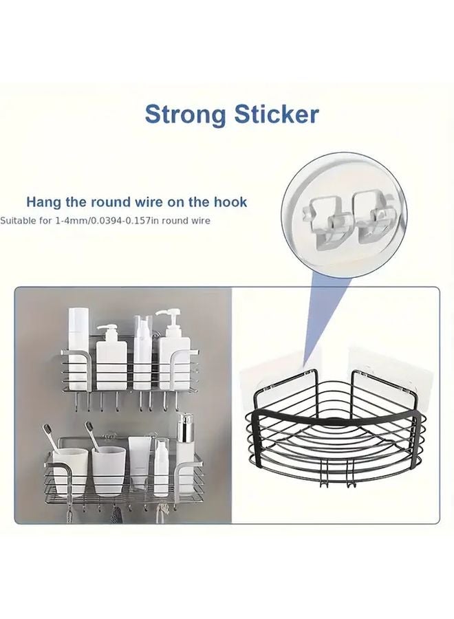 2pcs Self Adhesive Wall Hooks Heavy Duty No Drill Installation Suction Cup Shower Caddy - Image 5