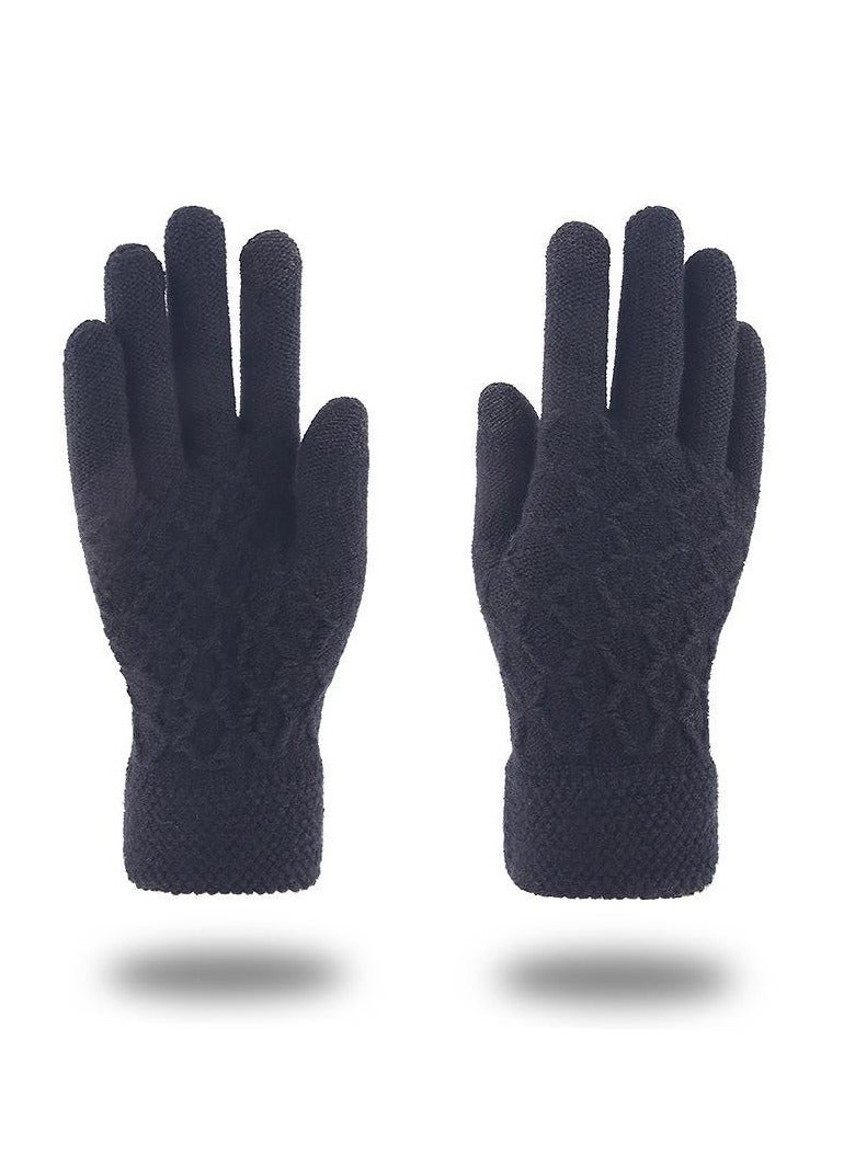 Mens knitted Gloves Men's Winter Warm Plus Velvet Thickening Gloves - Image 1