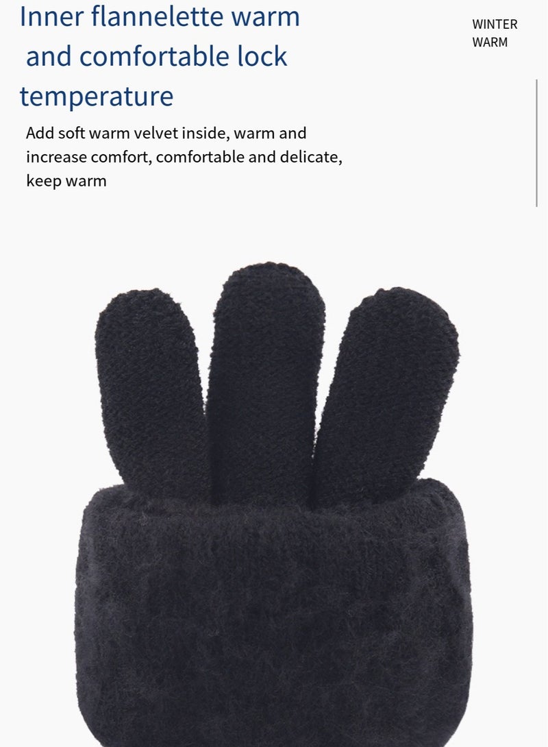 Mens knitted Gloves Men's Winter Warm Plus Velvet Thickening Gloves - Image 3