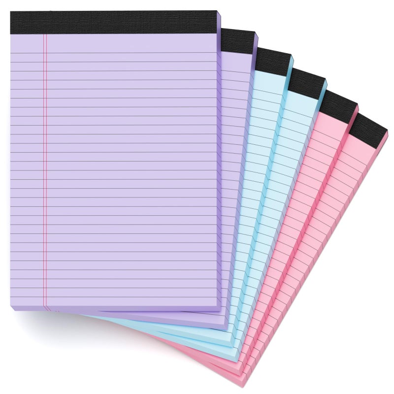 Zaviko Colored Legal Pads 8.5 x 11, 6 Pack Writing Pads 8.5 x 11, Note Pads 8.5x11 College Ruled, Easy Tear-Off Colored Note Pads, 30 Sheets/Pack, Lined Paper Pads 8-1/2 x 11 for Office Supplies - Image 1