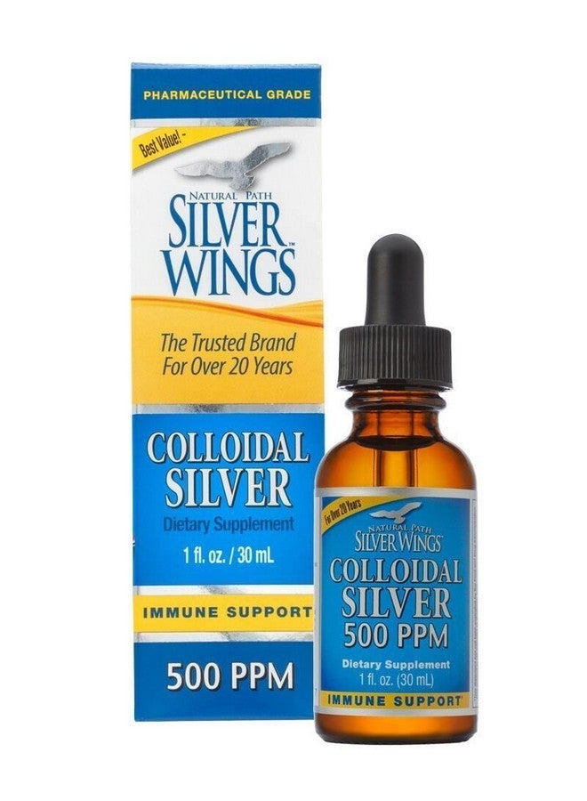 Natural Path Silver Wings Colloidal Silver 500Ppm 1 Fluid Ounce Amber Brown Liquid Immune Support  - Image 1