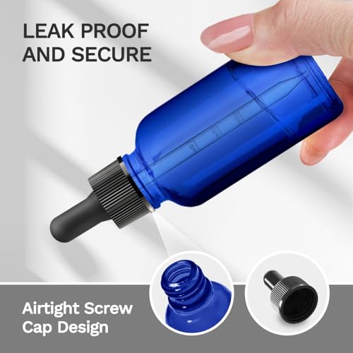 Bumobum 6 Pack, 4 oz Dark Amber & Blue Dropper Bottles with Measured Dropper, Glass Eye Dropper Bottle for Essential Oils with Funnel, Labels & Pipette, Droppers for Oils (Unbreakable Plastic Eye Dropper) - Image 3