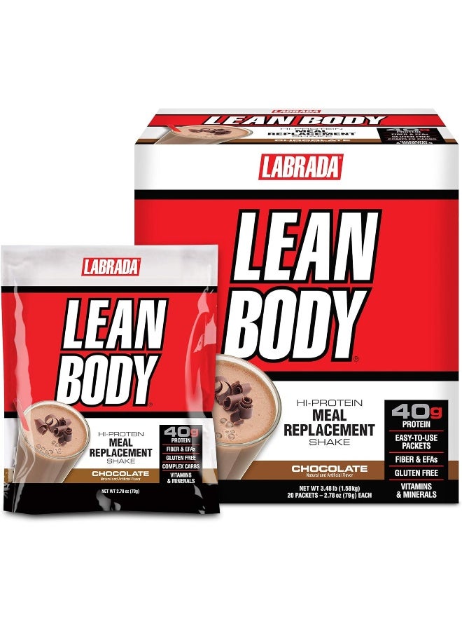 LABRADA Nutrition Lean Body Hi-Protein Meal Replacement Shake (Chocolate, Pack Of 20, 2.78Oz/79 G Each) - Image 1