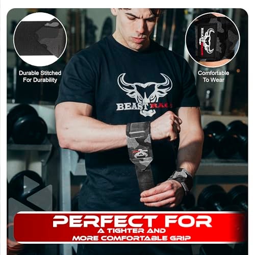 BEAST RAGE Wrist Wraps for Weightlifting Adjustable Lifting Straps Wrist Straps with Thumb Loop for Enhanced Gym Support Wrist Support for Powerlifting Bodybuilding and Gym Workout CAMO - Image 3
