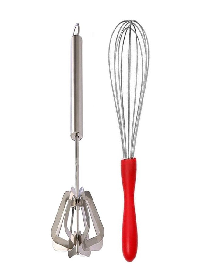 JISUN Stainless Steel Egg Whisk/Egg Beater/Steel Whisk & Hand Blender/Mathani Silver Kitchen Tool Set (Design 9) - Image 1