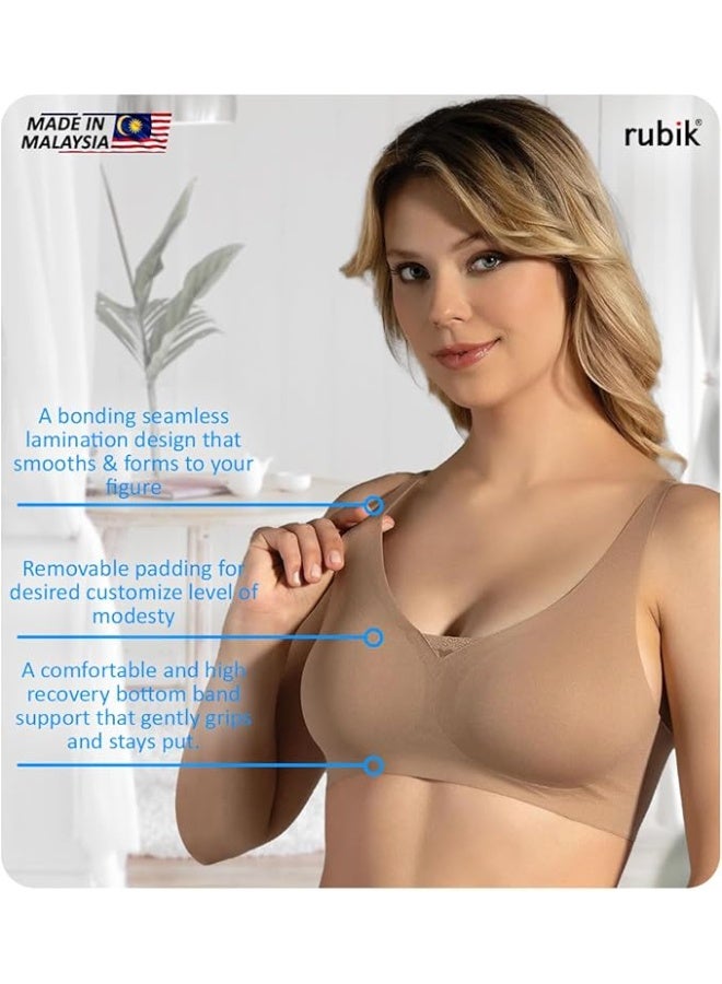 Rubik Seamless Paded Sports Bra Non Wired, Extreemly Comfortable For Yoga Gym Training Running Workout Fitness (Large, Brown) - Image 4