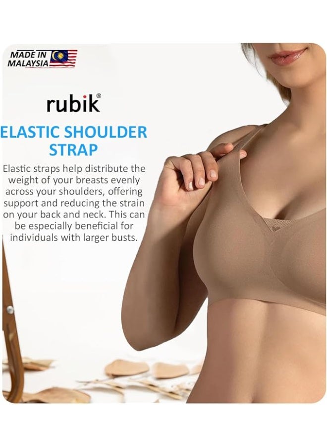 Rubik Seamless Paded Sports Bra Non Wired, Extreemly Comfortable For Yoga Gym Training Running Workout Fitness (Large, Brown) - Image 5