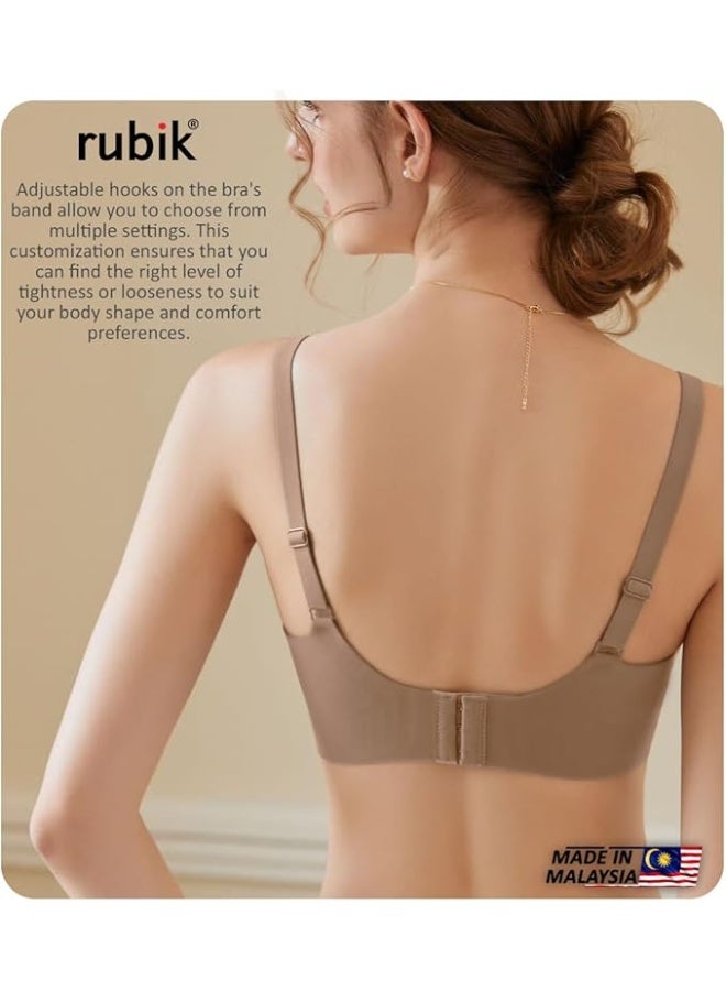 Rubik Seamless Paded Sports Bra Non Wired, Extreemly Comfortable For Yoga Gym Training Running Workout Fitness (Large, Brown) - Image 2