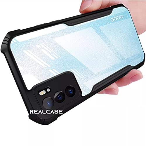REALCASE Oppo Reno 6 Pro 5G Back Cover, Silica Gel Hard Clear Transparent Bumper Back Case for Oppo Reno 6 Pro 5G (X Black) - Image 1