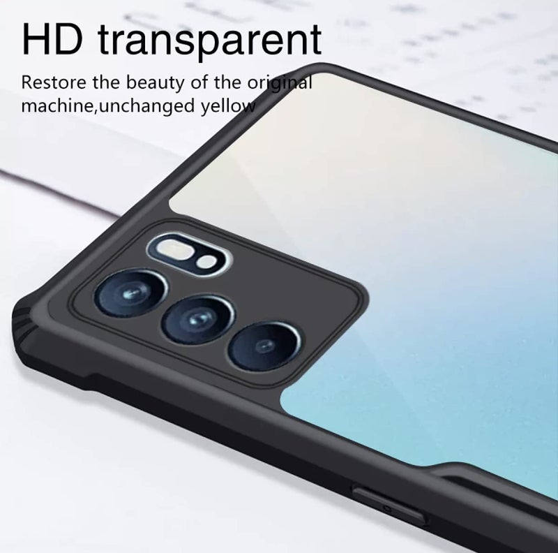 REALCASE Oppo Reno 6 Pro 5G Back Cover, Silica Gel Hard Clear Transparent Bumper Back Case for Oppo Reno 6 Pro 5G (X Black) - Image 3