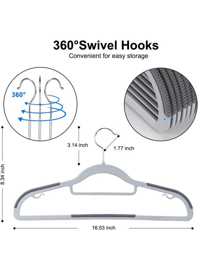 Golden Bird Golden bird 12 Pcs Plastic Hangers Heavy Duty Dry Wet Clothes Hangers with Non-Slip Pads Space Saving 0.2" Thickness Super Lightweight Organizer (Grey)  - Image 4
