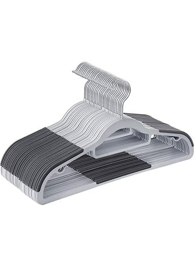 Golden Bird Golden bird 12 Pcs Plastic Hangers Heavy Duty Dry Wet Clothes Hangers with Non-Slip Pads Space Saving 0.2" Thickness Super Lightweight Organizer (Grey)  - Image 2
