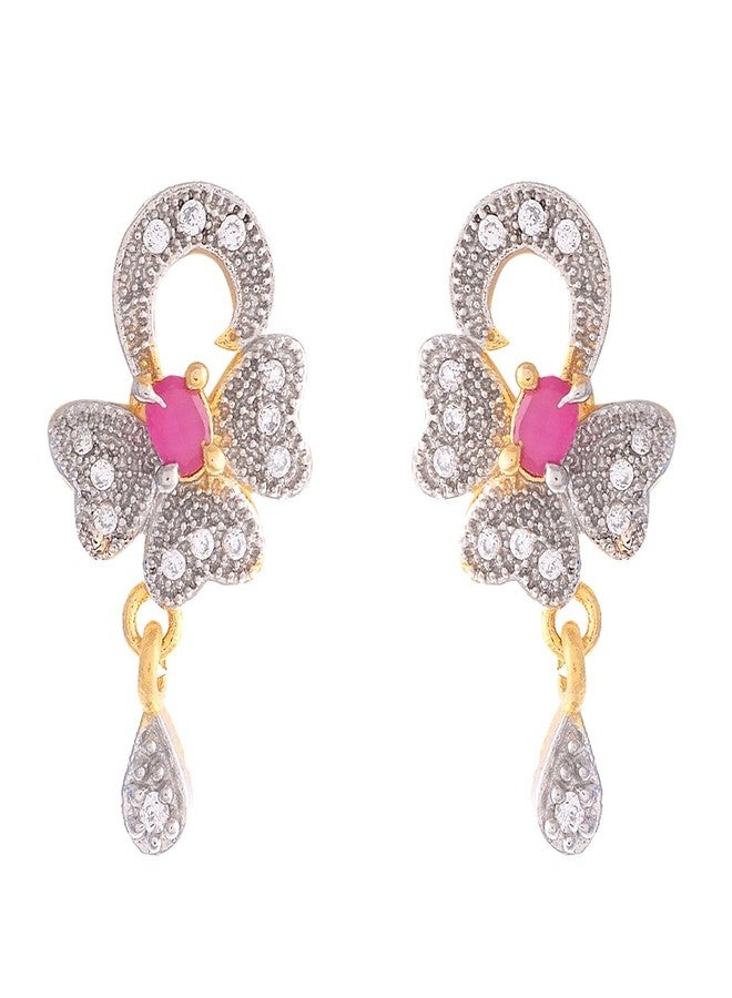 KENNICE Gold-Plated Brass American Diamond Designer Mangalsutra with Earrings Set Jewellery For Women - Image 4
