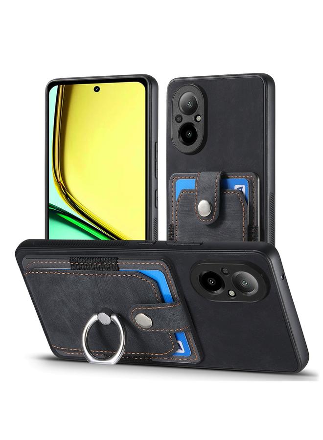 اس-توب جراب هاتف Realme C67 4G بتصميم كلاسيكي مع حلقة ومحفظة وبطاقة - Image 2