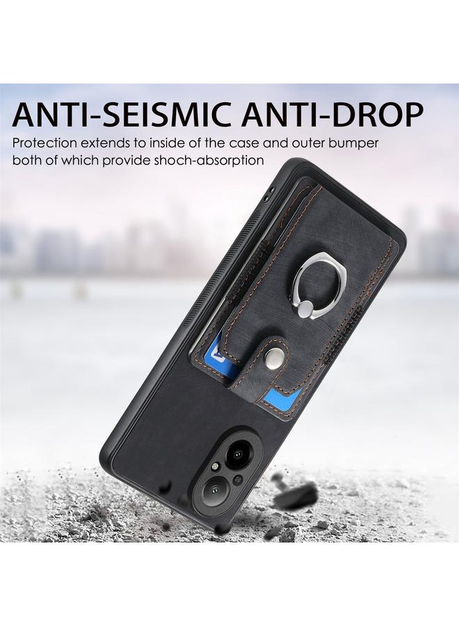 اس-توب جراب هاتف Realme C67 4G بتصميم كلاسيكي مع حلقة ومحفظة وبطاقة - Image 3