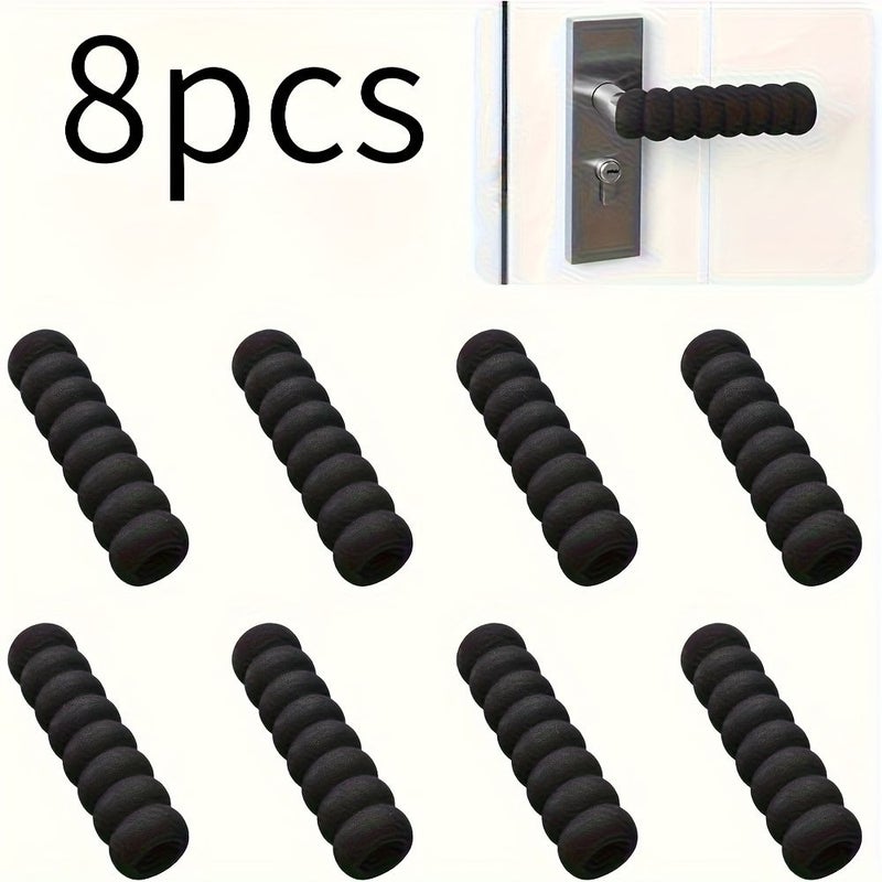 8 Black EVA Door Handle Protectors Anti Static Collision Resistant Wall Guard Set - Image 1