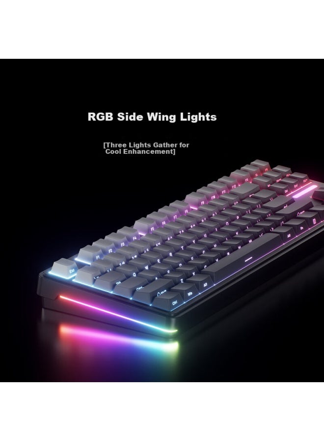 Ausdom H87 Mechanical Keyboard Wireless Bluetooth Wired Three Modes Gasket Customized 6-layer Filling Side Engraving Gaming E-sports Office Home Computer 10000mah Black Gray Fire Leopard Switch - Image 2