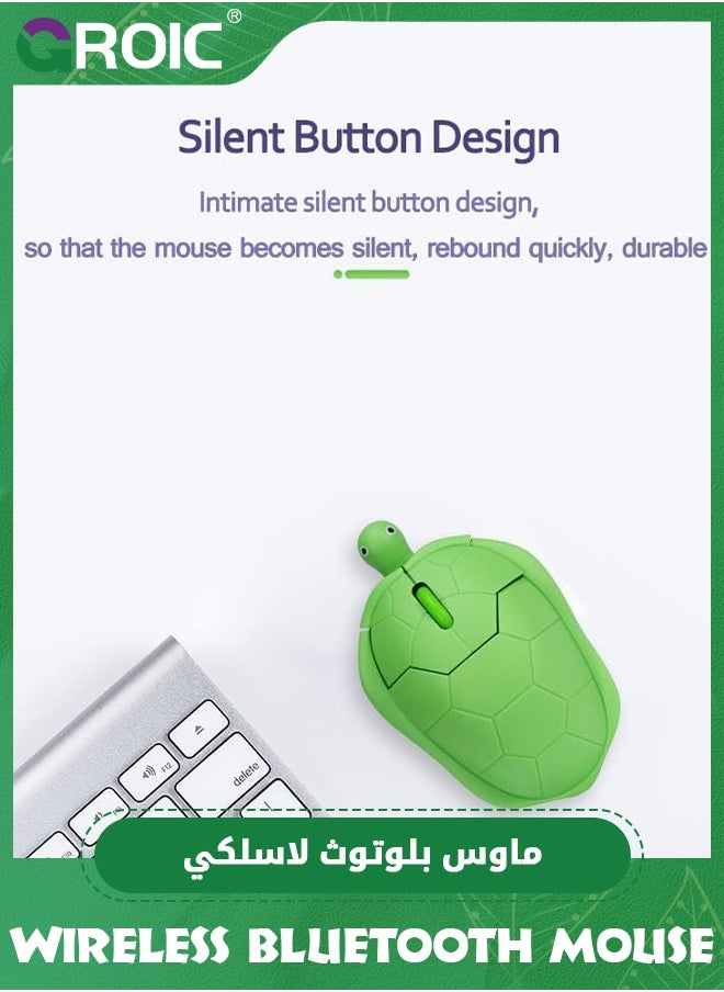 Mouse for Laptop Mouse Wireless, Cute Green Turtle Shape Wireless Mouse, USB Optical Wireless Mouse for PC Laptop Computer Mac MacBook Desktop, Wireless Bluetooth Dual Mode